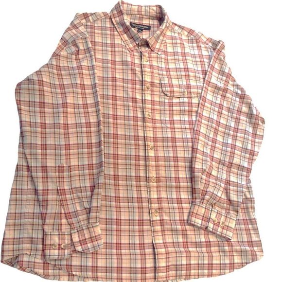 NWOT Tilley Endurable Men's 14803 Tan Red White Plaid Button-Up Shirt Size‎ XL - Picture 1 of 7